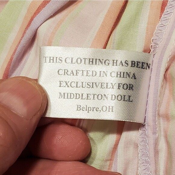 Middleton Reborn Pink Multi Striped Doll Dress - Picture 9 of 9